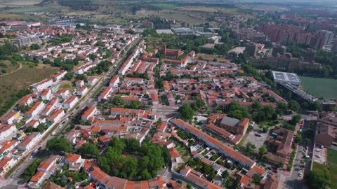 Aerial view of the old town and city Villacastin Stock Footage 340925543