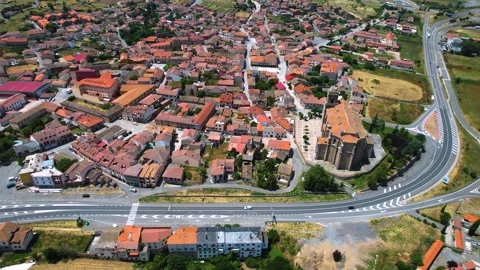 Aerial view of the old town and city Villacastin Stock Footage 340925593