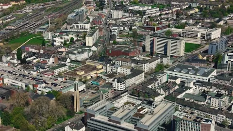 Aerial view of the old town and city Düren Stock Footage 341162871