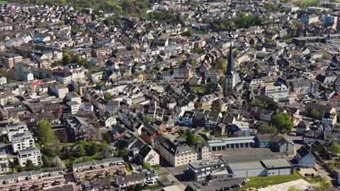 Aerial view of the old town and city Euskirchen Stock Footage 341163572
