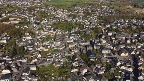 Aerial view of the old town and city Mendig Stock Footage 341165185