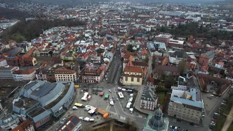 Aerial view of the old town and city Aschaffenburg in Germany Stock Footage 341703579