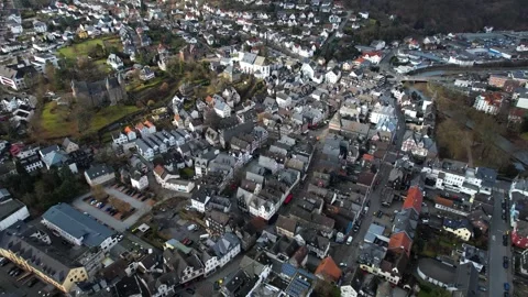 Aerial view of the old town and city Herborn, 35745 in Germany Stock Footage 341704094