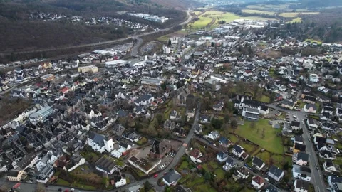 Aerial view of the old town and city Herborn, 35745 in Germany Stock Footage 341704465