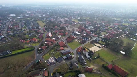 Aerial view of the old town and city Dorpen in Germany Stock Footage 341704683