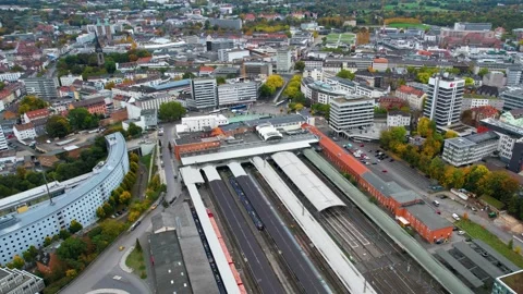 Aerial view of the old town and city Kassel in Germany Stock Footage 341706258