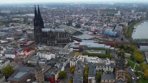 Aerial view of the old town and city köln in Germany Stock Footage 341706363
