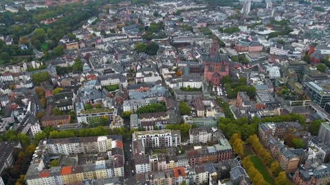 Aerial view of the old town and city Mainz in Germany Stock Footage 341706531