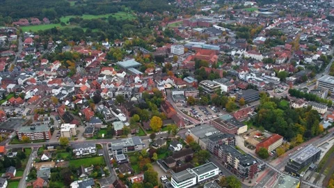 Aerial view of the old town and city Vechta in Germany 库存影片 341706748