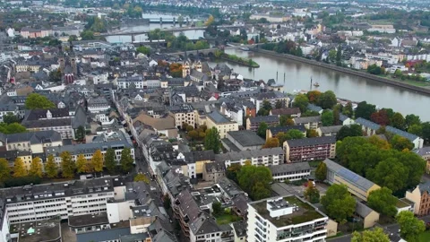 Aerial view of the old town and city Koblenz in Germany Stock Footage 341707714