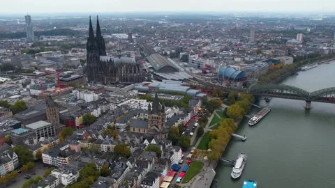 Aerial view of the old town and city köln in Germany Stock Footage 341707754