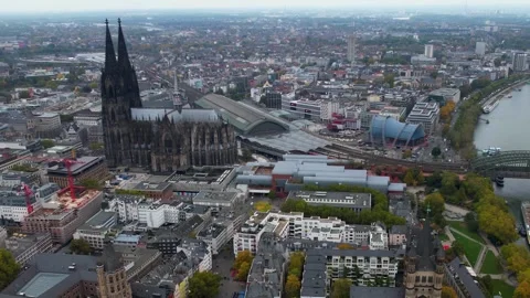 Aerial view of the old town and city köln in Germany Stock Footage 341707757