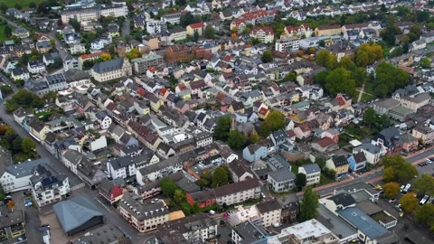Aerial view of the old town and city Rudesheim in Germany Stock Footage 341708334