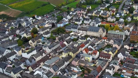 Aerial view of the old town and city Rudesheim in Germany Stock Footage 341708335
