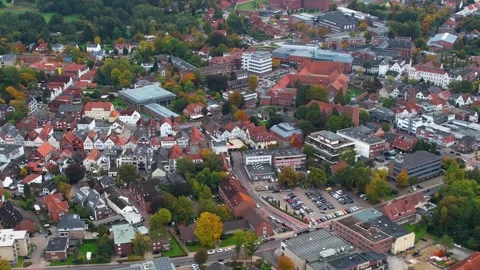 Aerial view of the old town and city Vechta in Germany Stock Footage 341708361