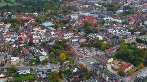 Aerial view of the old town and city Vechta in Germany Stock Footage 341708424