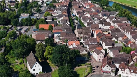 Aerial view of the old town and city Bodenwerder Stock Footage 341977680