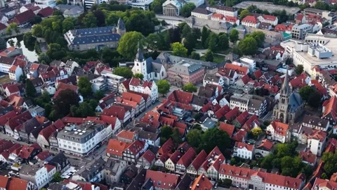 Aerial view of the old town and city Detmold Stock Footage 341978112