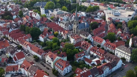 Aerial view of the old town and city Detmold Stock Footage 341978792