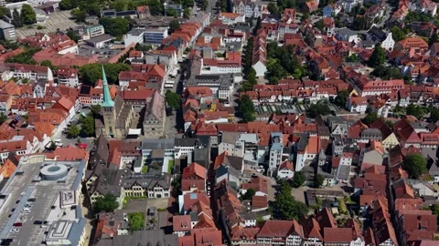 Aerial view of the old town and city Hameln in Germany Stock Footage 341979255