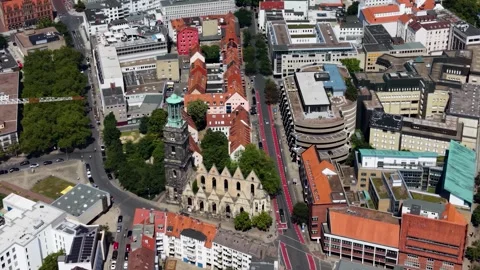 Aerial view of the old town and city Hannover in Germany Stock Footage 341979663