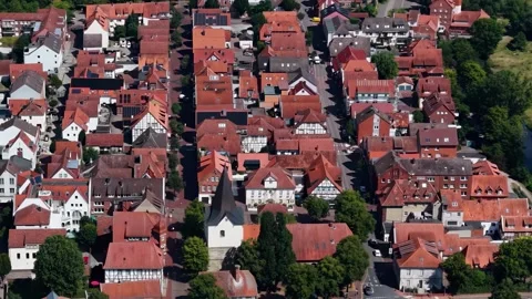 Aerial view of the old town and city Neustadt am Rübenberge in Germany Video stock 341982192