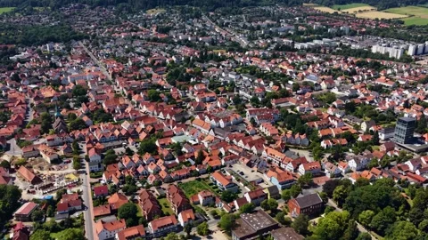 Aerial view of the old town and city Springe in Germany Stock Footage 341985197