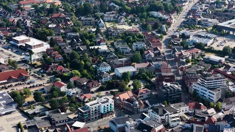 Aerial view of the old town and city Vechta in Germany Stock Footage 341985266