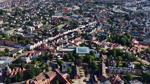 Aerial view of the old town and city Vechta in Germany Stock Footage 341985389