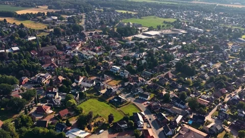 Aerial view of the old town and city Visbek in Germany Stock Footage 341985409