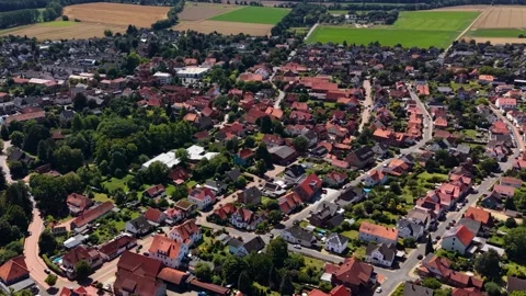 Aerial view of the old town and city Wennigsen in Germany Stock Footage 341985672