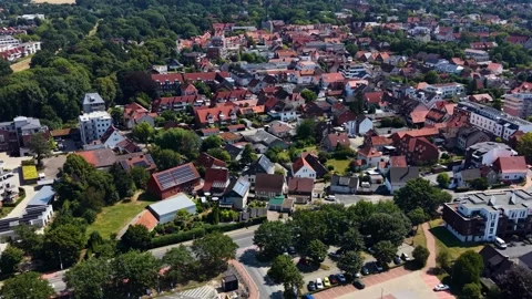 Aerial view of the old town and city Wunstorf Stock Footage 341986334