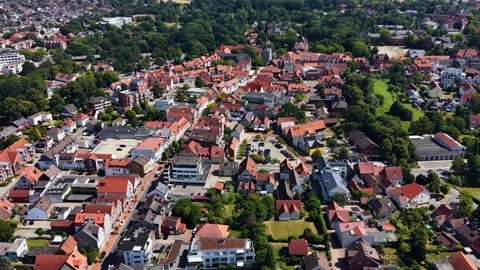 Aerial view of the old town and city Wunstorf Stock Footage 341986455
