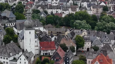 Aerial view of the old town and city Arnsberg Stock Footage 342085533