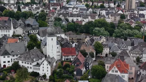 Aerial view of the old town and city Arnsberg Stock Footage 342085584