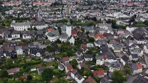 Aerial view of the old town and city Arnsberg Stock Footage 342085586