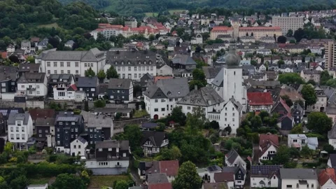 Aerial view of the old town and city Arnsberg Stock Footage 342085662