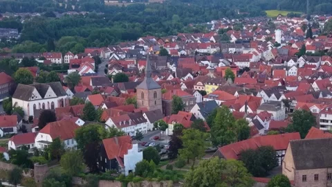 Aerial view of the old town and city Blomberg Stock Footage 342117730