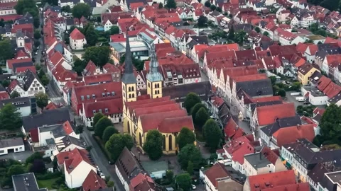 Aerial view of the old town and city Lemgo Stock Footage 342118725