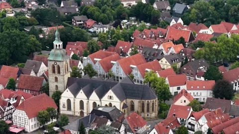 Aerial view of the old town and city Rheda-Wiedenbrück Stock Footage 342124197