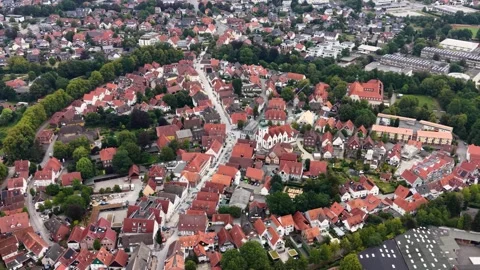 Aerial view of the old town and city Rietberg Stock Footage 342167236