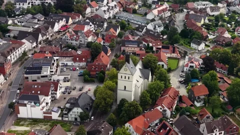 Aerial view of the old town and city Salzkotten Stock Footage 342168283