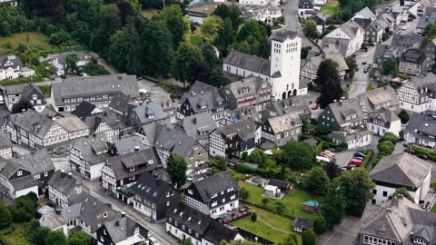 Aerial view of the old town and city Bad Fredeburg 57392 Schmallenberg Stock Footage 342171504