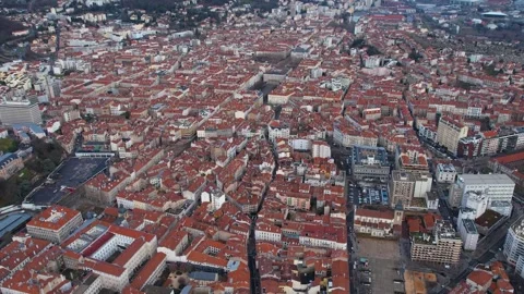 Aerial view of the old town around the city  Saint-Etienne   in France 库存影片 303240889