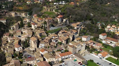Aerial view of the old town around the city  Charmes-sur-Rhone  in France Vídeo Stock 303241128