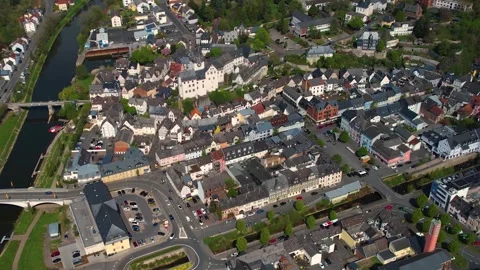 Aerial view of the old town around the city Diez 库存影片 307285976