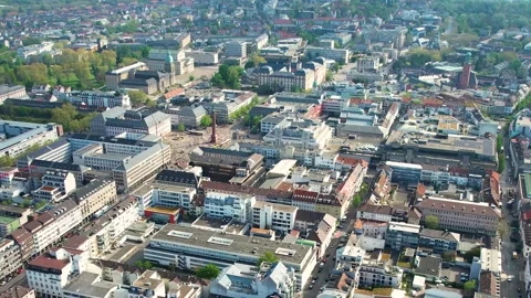 Aerial view of the old town around the city Darmstadt Видео 307345537