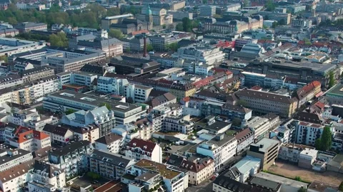 Aerial view of the old town around the city Darmstadt Vídeo Stock 307345673