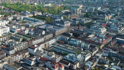 Aerial view of the old town around the city Darmstadt 库存影片 307345684