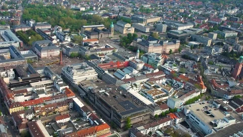Aerial view of the old town around the city Darmstadt Vidéo 307350696